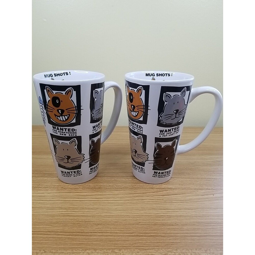 Mug Shots Cat Mug Set of 2 Riviera/Van Beers by Signature Housewares Stoneware